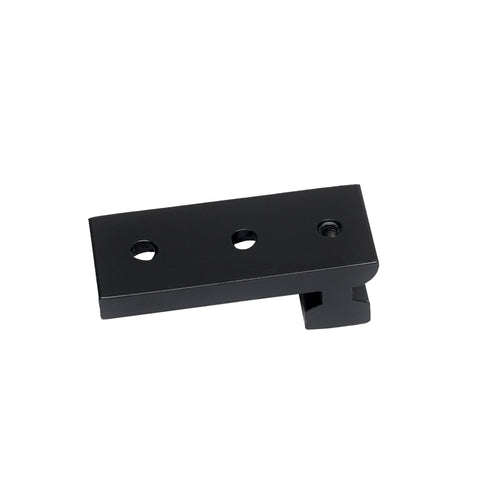 A black metal ceiling bracket with two holes for mounting, part of the Traversing Venus collection.